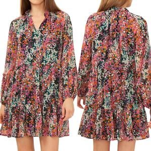 Vince Camuto NWT Floral Lightweight Three Tier Mini Dress Black/Multi